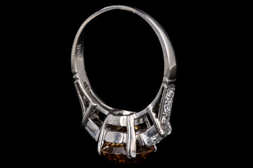 Modern 18K White Gold 4.02 Carat Oval Cut Zircon & Diamond Ring - Queen May