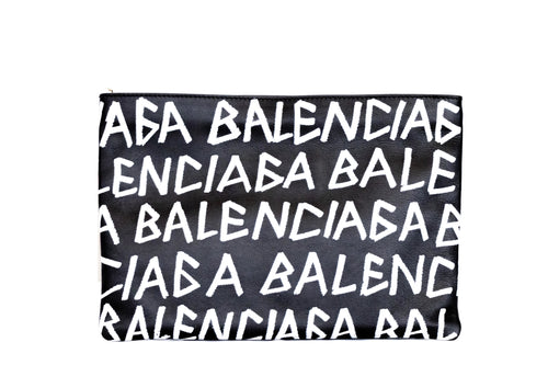 Balenciaga Leather Graffiti Clutch - Queen May