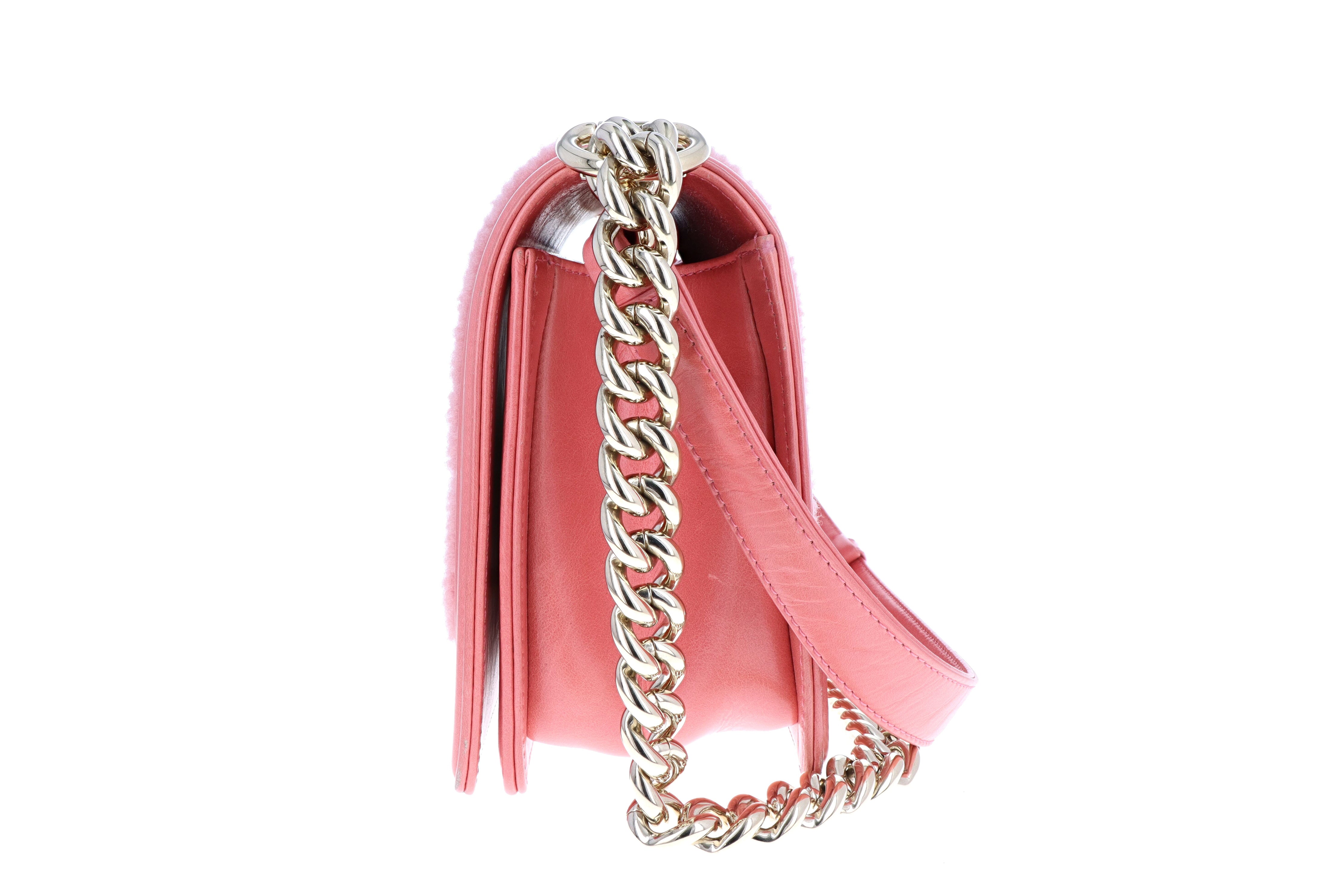 Chanel Shearling Boy Flap Bag Medium Pink – QUEEN MAY