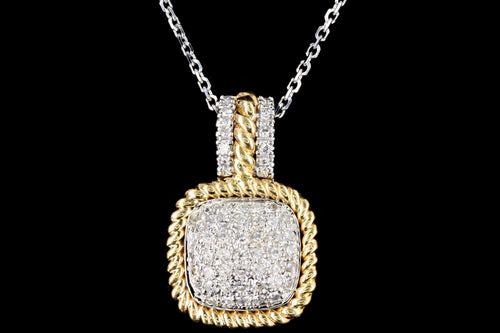 Modern 14K White & Yellow Gold .25 Carat Single Cut Diamond Pendant Necklace - Queen May