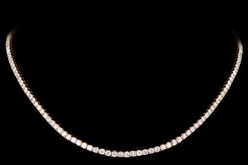 New 14K Yellow Gold 6.67 Carat Round Brilliant Diamond Tennis Choker Necklace - Queen May
