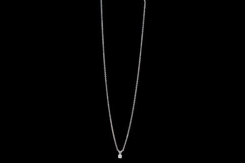 Modern 14K White Gold .20 Carat Round Brilliant Diamond Pendant Necklace - Queen May
