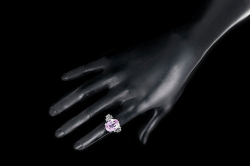 Modern Platinum 11.4 Carat Kunzite and Diamond Ring - Queen May