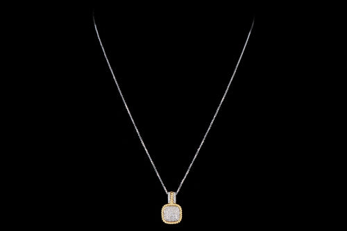 Modern 14K White & Yellow Gold .25 Carat Single Cut Diamond Pendant Necklace - Queen May