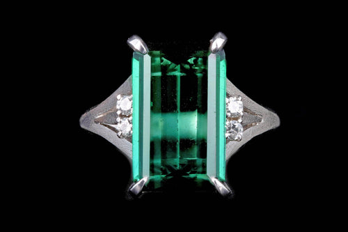 Modern Platinum 3.91 Carat Green Tourmaline & Diamond Ring - Queen May