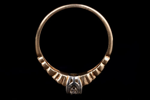 Art Deco 14K Gold .18 Carat Old European Cut Diamond Engagement Ring - Queen May
