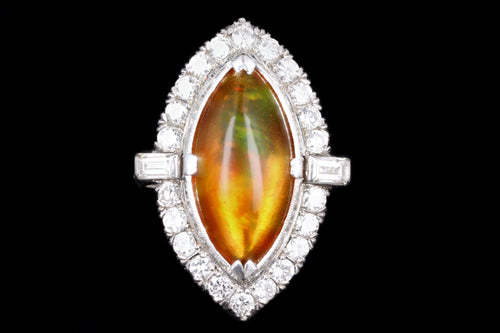 Retro Platinum 2.74 Carat Mexican Opal & Diamond Ring - Queen May