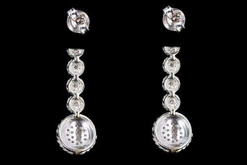 Modern 14K White Gold .30 Carat Total Weight Round Brilliant Diamond Drop Earrings - Queen May