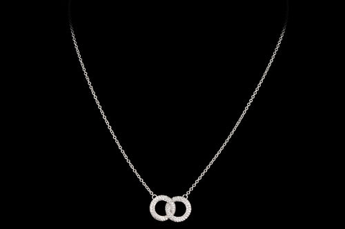 Modern 14K White Gold .50 Carat Interlocking Circle Necklace - Queen May