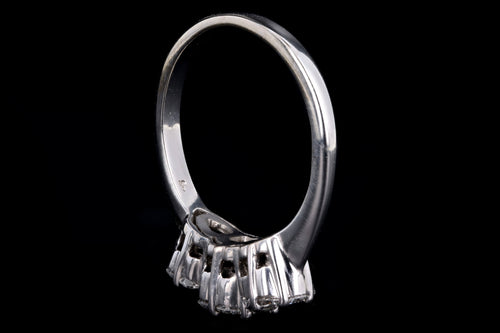 Modern 14K White Gold .75 Carat Round Brilliant Diamond Flower Ring - Queen May