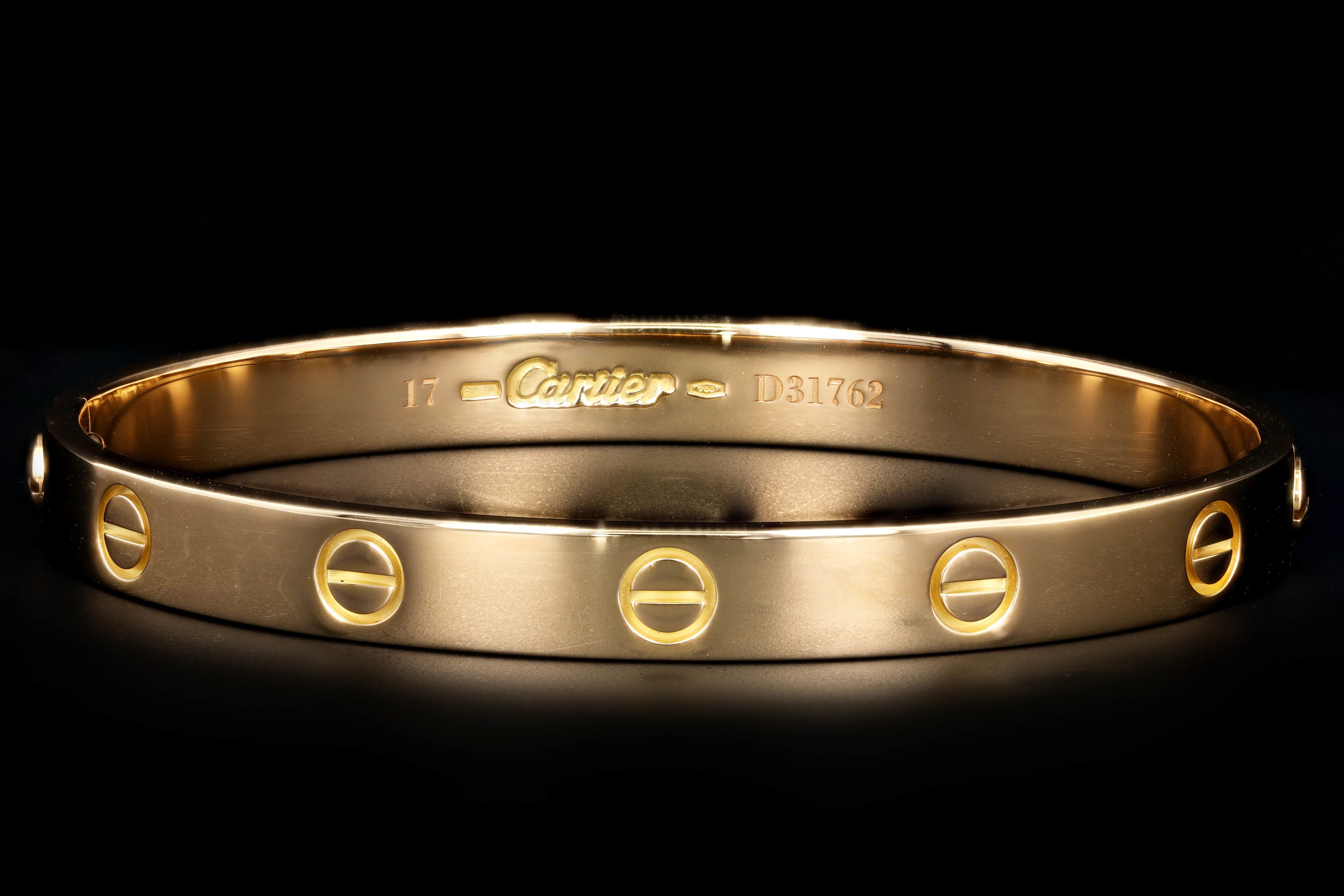 Cartier Love Bracelet Rose Gold Size 17 Excellent Condition Just Serviced |  cali-jewelers
