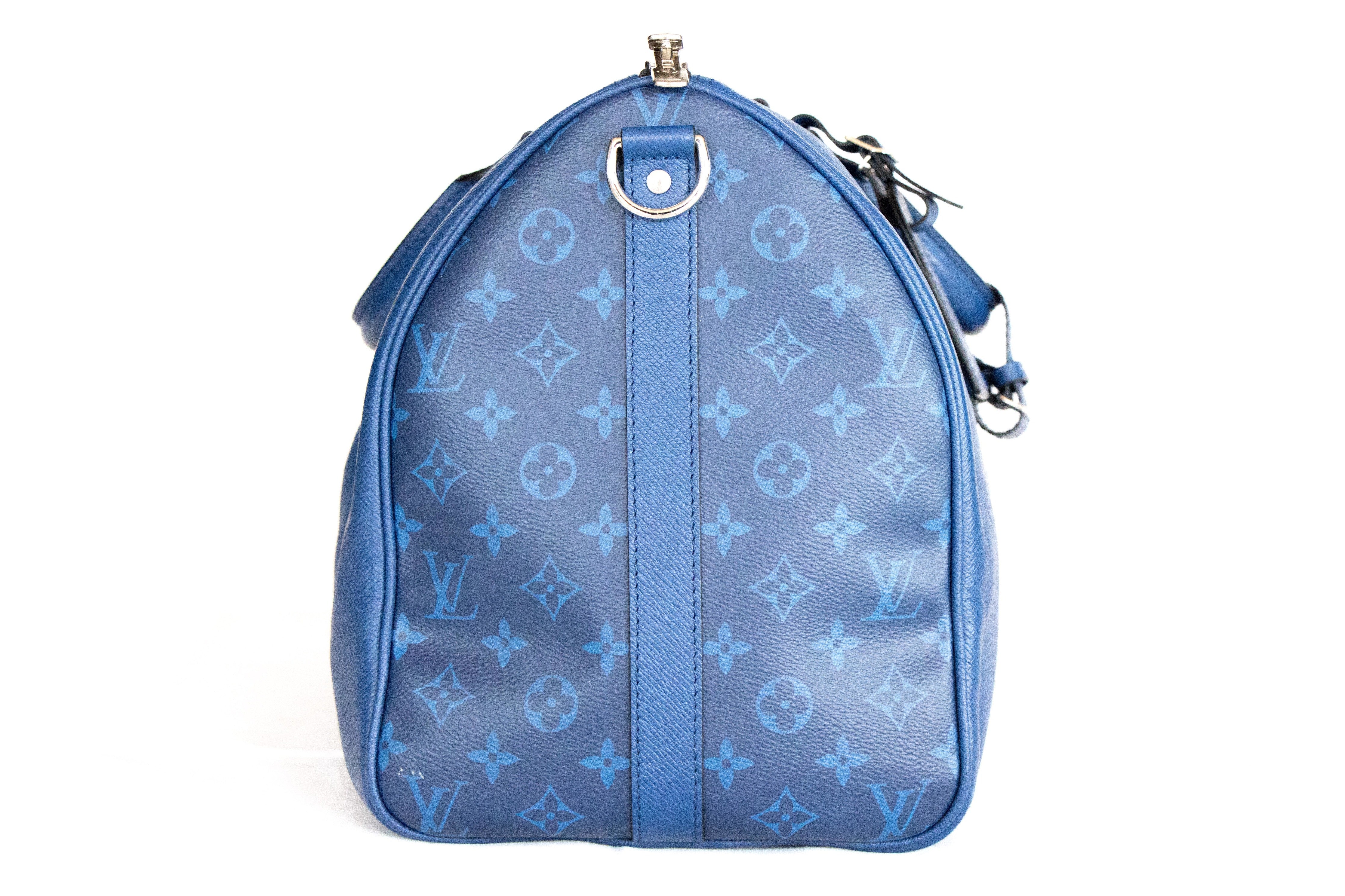 Louis Vuitton Keepall Bandouliere Bag Monogram Taigarama 50 Blue