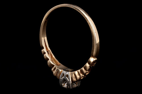 Art Deco 14K Gold .18 Carat Old European Cut Diamond Engagement Ring - Queen May