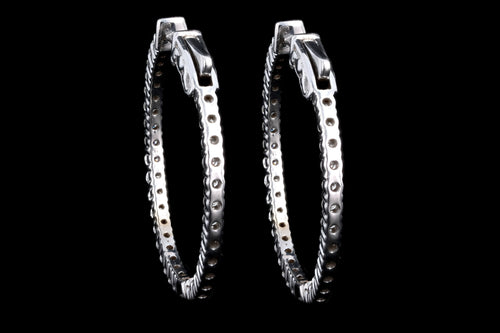 Modern 14K White Gold 2.17CTW Diamond In and Out Hoop Earrings - Queen May