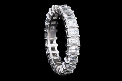 18K White Gold 3.83 Carat Emerald Cut Diamond Eternity Band - Queen May