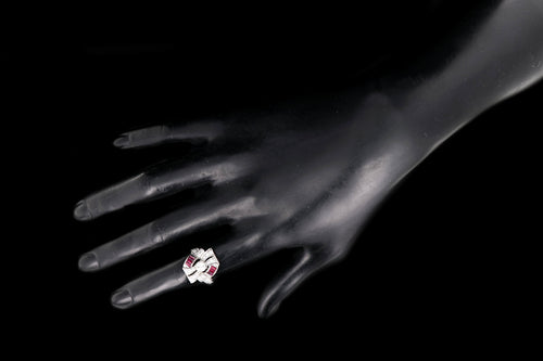 Retro Platinum 1.16 Carat Diamond and Ruby Cocktail Ring - Queen May