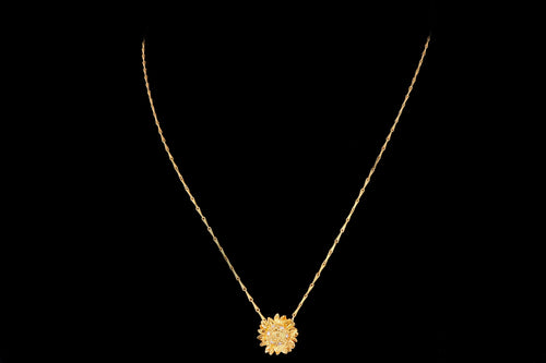 Modern Asprey 18K Yellow Gold Sunflower Pendant Necklace - Queen May