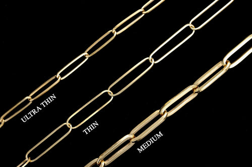 New 14K Gold Medium 3.85mm Paperclip Chain Necklace - Queen May
