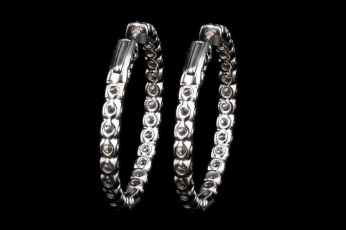 New 14K White Gold 5 Carat Total Weight Diamond Inside-Out Hoop Earrings - Queen May