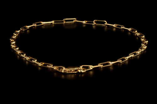 New 14K Yellow Gold Paper Clip Open Link Anklet - Queen May