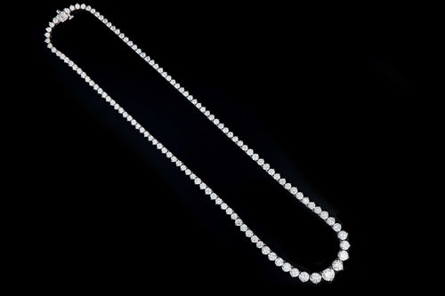 New 14K White Gold 17.39 CTW Graduated Round Brilliant Diamond Necklace - Queen May