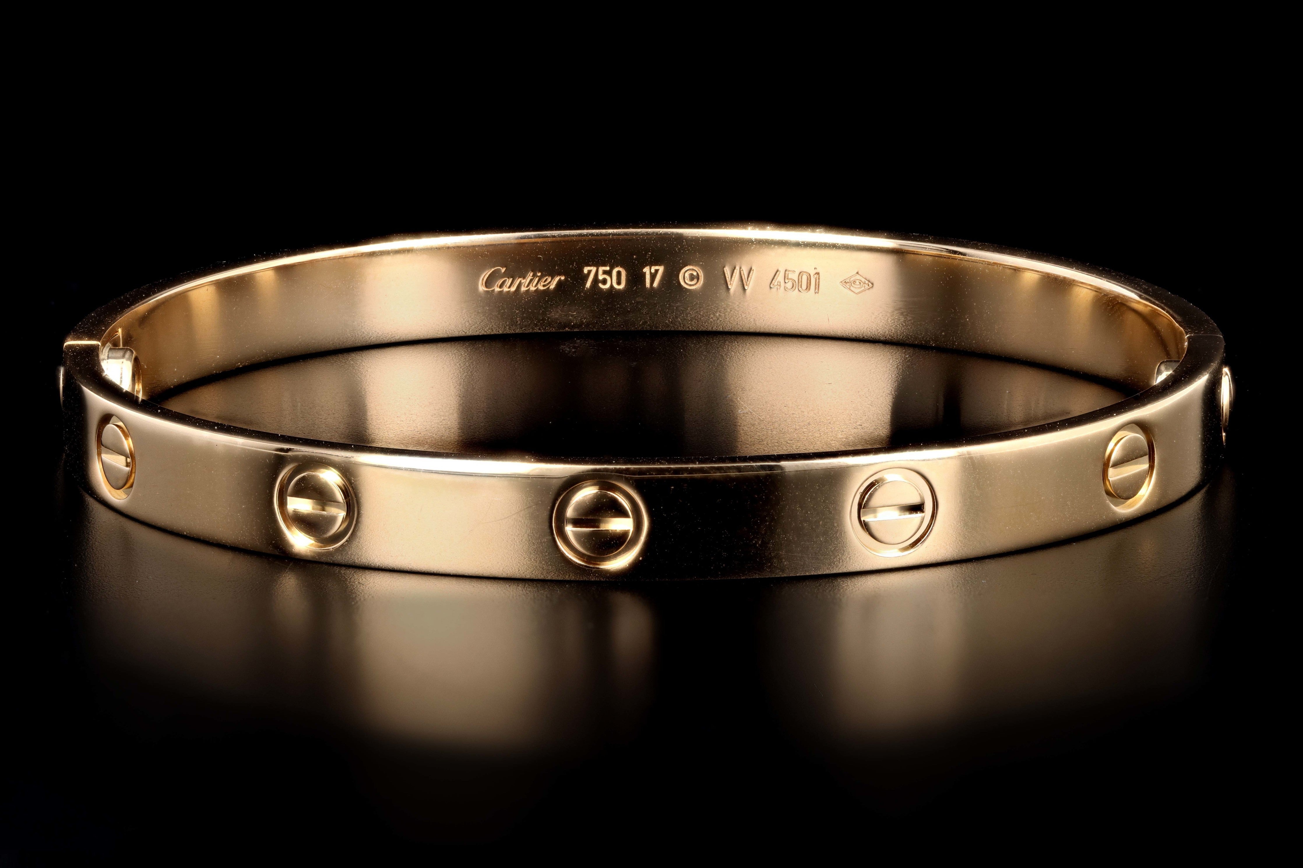 Cartier Love Rose Gold Diamond Bracelet Size 17 – Oak Gem