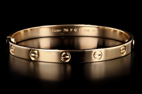 100 % AUTHENTIC-Cartier Love Bracelet Bangle 750 Yellow Gold Size
