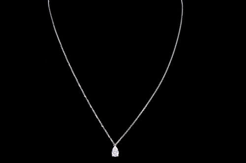 Modern Platinum .53 Carat Pear Cut Diamond Pendant Necklace - Queen May