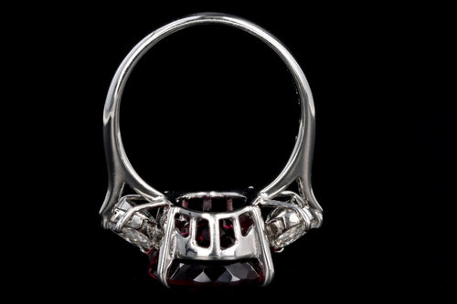 Retro Platinum 8.78 Carat Oval Rubellite Tourmaline & Diamond Ring - Queen May