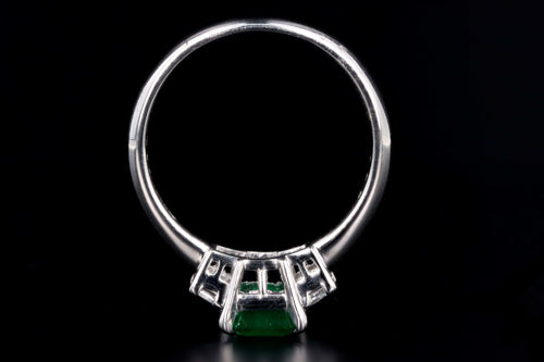 Modern Platinum .77 Carat Emerald & Diamond Ring - Queen May