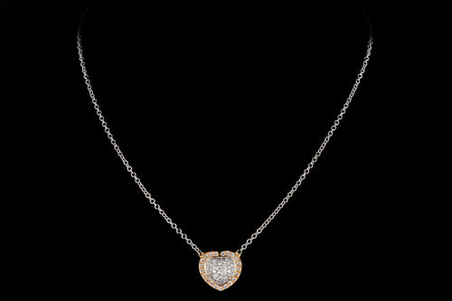 Modern 18K White and Rose Gold .75CTW Diamond Heart Pendant - Queen May
