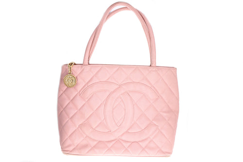 Chanel Pink Quilted Caviar Medallion Tote - Queen May