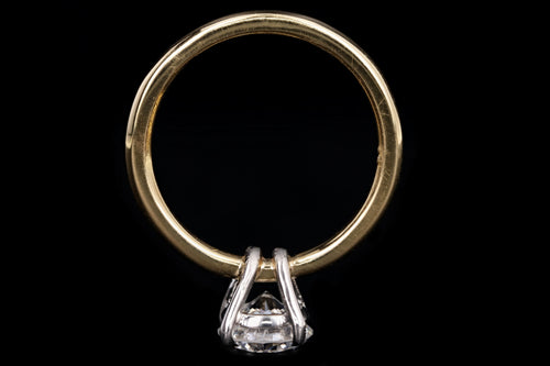 New Handmade 18K Yellow Gold & Platinum 1.40 Carat Round Brilliant Diamond Engagement Ring GIA Certified - Queen May