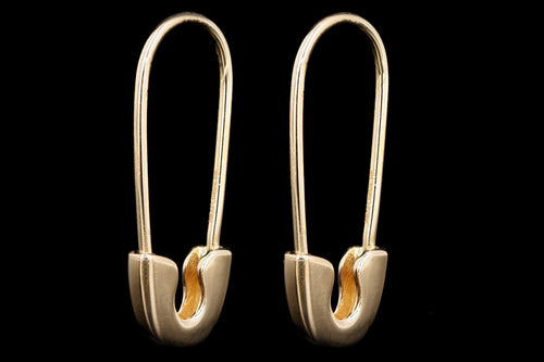 New 14K Yellow Gold Safety Pin Earrings - Queen May