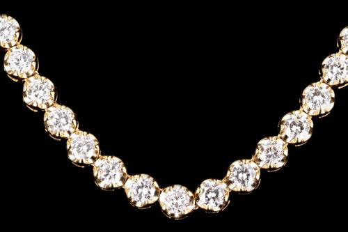 Modern 14K Yellow Gold 13.35 Carat Round Brilliant Diamond Necklace - Queen May