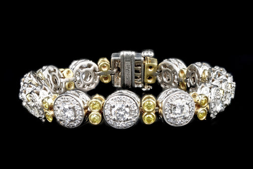 Modern Charles Krypell Platinum & 18K Yellow Gold 6.47 Carat Round Brilliant Diamond Bracelet - Queen May