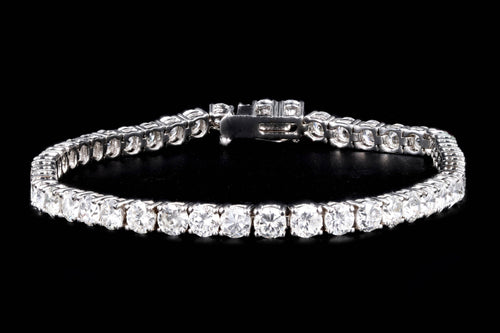 New 14K White Gold 7.98 Carat Round Brilliant Cut Diamond Tennis Bracelet - Queen May