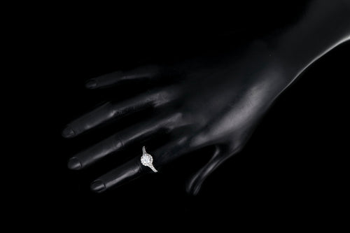 Modern 14K White Gold .70 Carat Diamond Halo Engagement Ring IGI Certified - Queen May