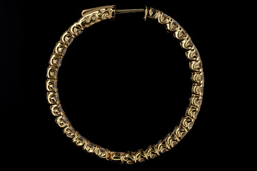 New 14K Yellow Gold 5.38 Carat Round Brilliant Diamond Hoop Earrings - Queen May