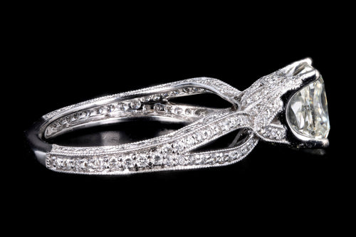 Modern 18K White Gold 1.71 Carat Cushion Cut Diamond Engagement Ring GIA Certified - Queen May