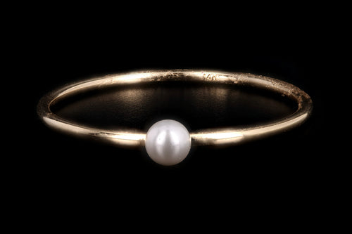 New 14K Yellow Gold Freshwater Cultured Pearl Stackable Ring - Queen May