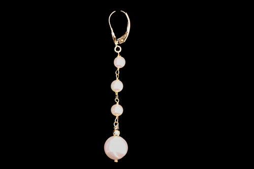 New 14K Yellow Gold Freshwater Cultured Pearl Drop Earrings - Queen May