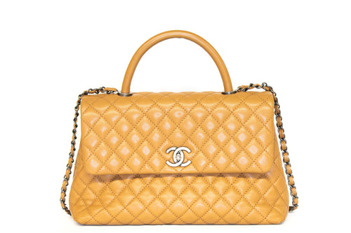 Chanel Caviar Medium Coco Handle Flap Bag Camel - Queen May