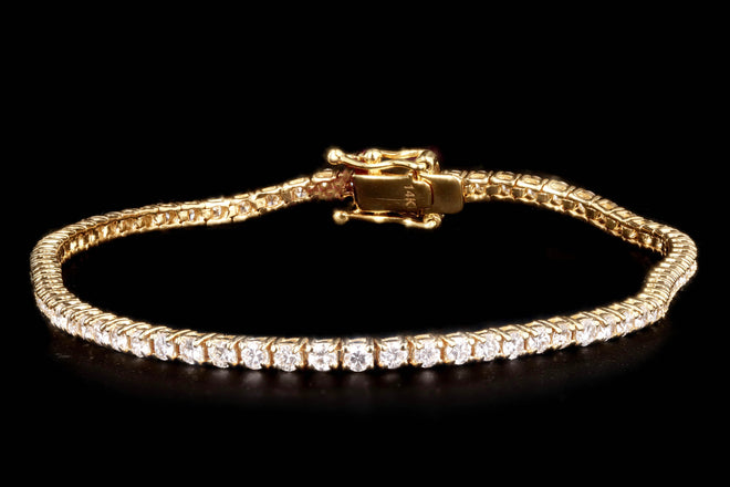 14K Gold 2.8 Carat Round Brilliant Cut Diamond Tennis Bracelet - Queen May