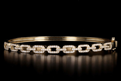 14K Yellow Gold .44 Carat Total Weight Diamond Link Chain Bangle - Queen May