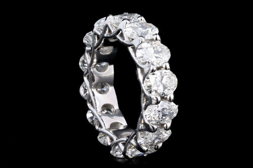 New Platinum 7.36 Carat Oval Cut Diamond Eternity Band GIA Certified - Queen May
