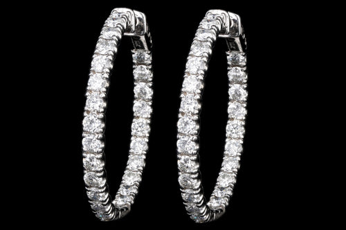 New 14K White Gold 5 Carat Total Weight Diamond Inside-Out Hoop Earrings - Queen May