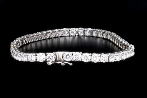 New 14K White Gold 7.59 Carat Round Brilliant Cut Diamond Tennis Bracelet - Queen May