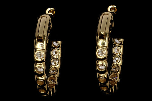 New 14K Yellow Gold 3.64 Carat Round Brilliant Diamond Hoop Earrings - Queen May