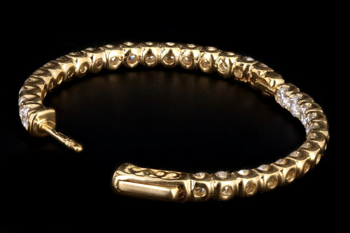 New 14K Yellow Gold 5.38 Carat Round Brilliant Diamond Hoop Earrings - Queen May